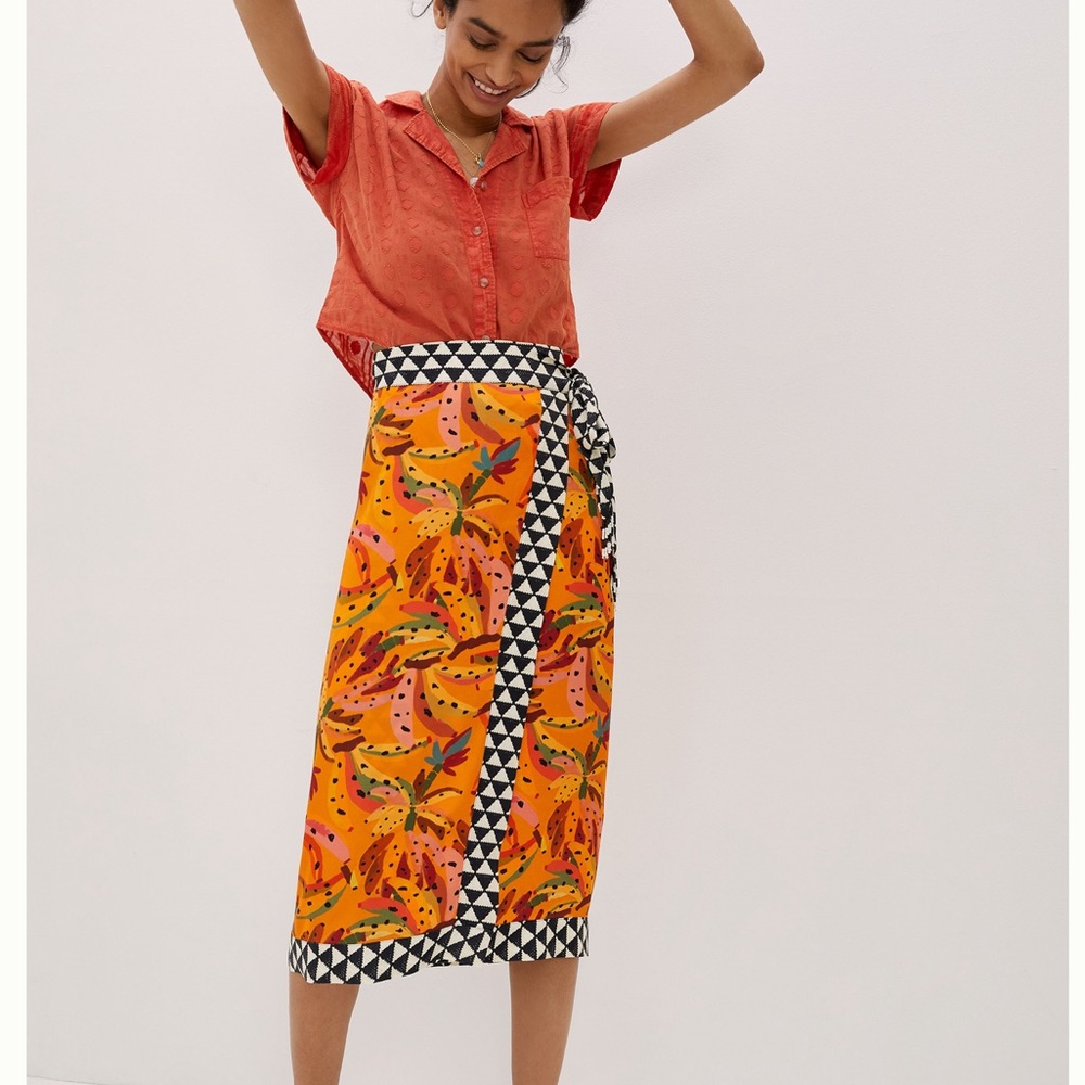 Farm Rio x Anthropologie Banana Contrast Skirt XS